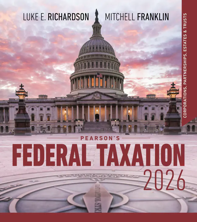 Cover of Pearson's Federal Taxation 2026 Test Bank 39th Edition by Luke E. Richardson